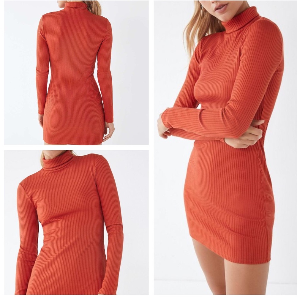 Urban Outfitters Gigi Orange Turtleneck Mini Dress